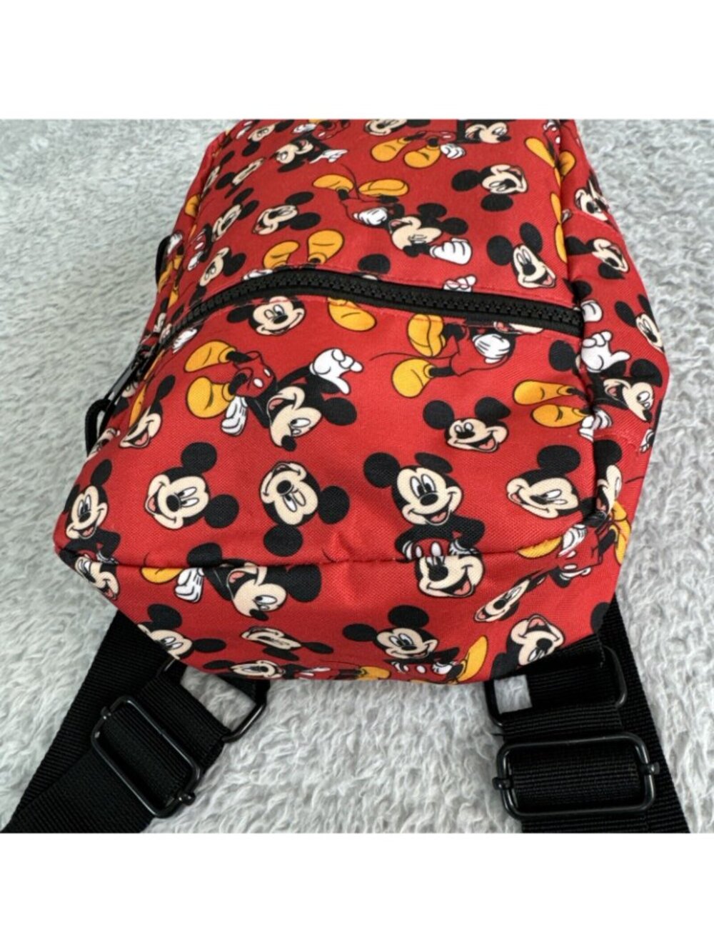 Disney Mickey Mouse Mini Backpack Red With Adjustable Straps & Zippered Pocket - Picture 6 of 11
